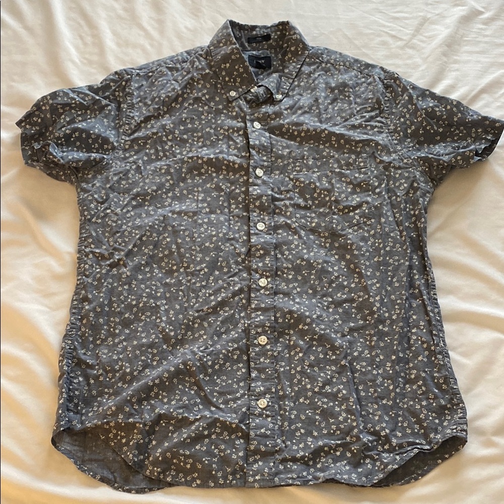 Men's Floral Print Shirt - Gray